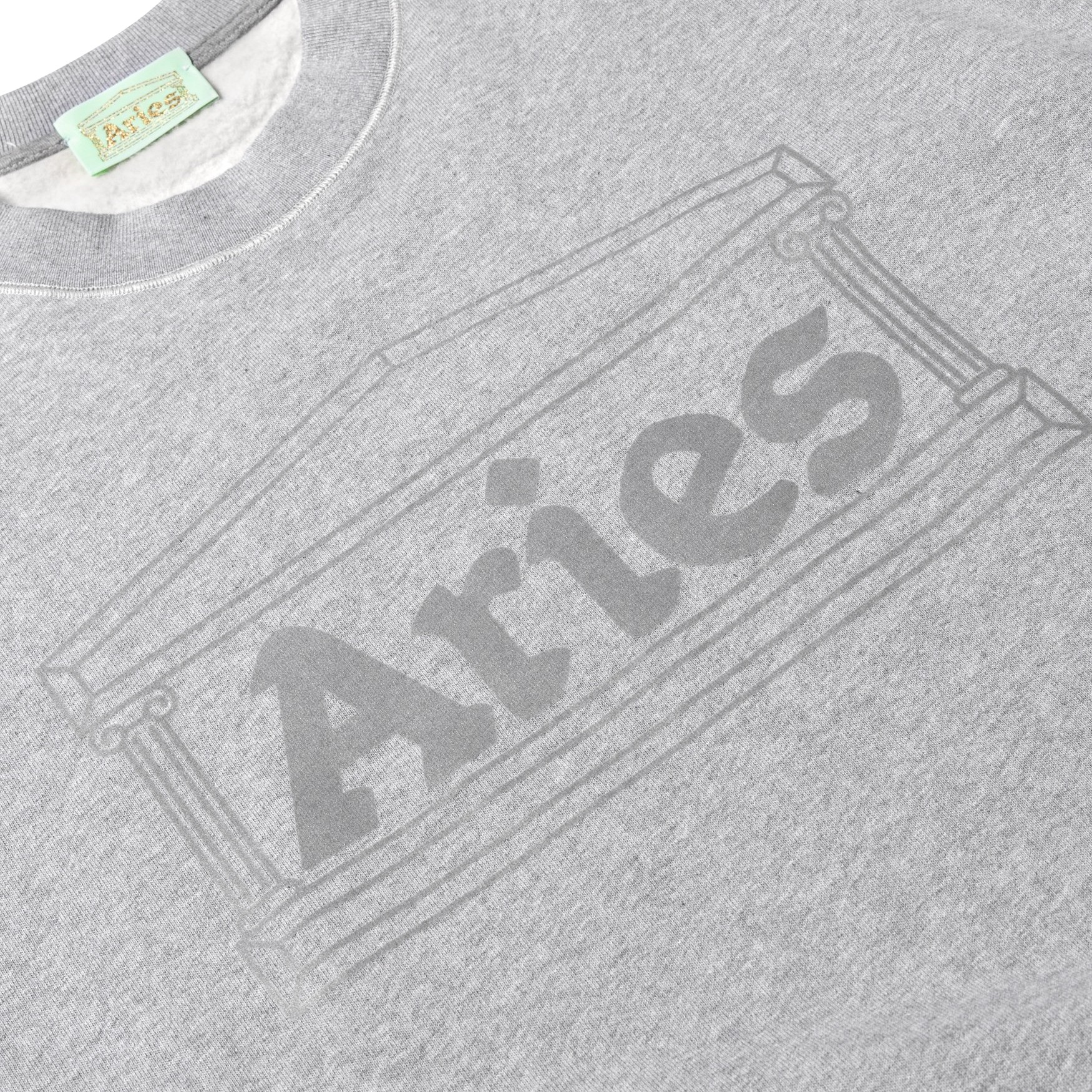 Aries Reflective Column Crew Neck Sweatshirt (Grey Reflective ...