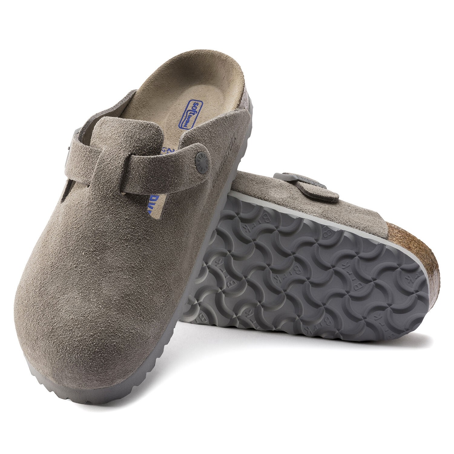 Birkenstock Boston Soft Footbed Suede Leather Regular Fit (Stone Coin ...