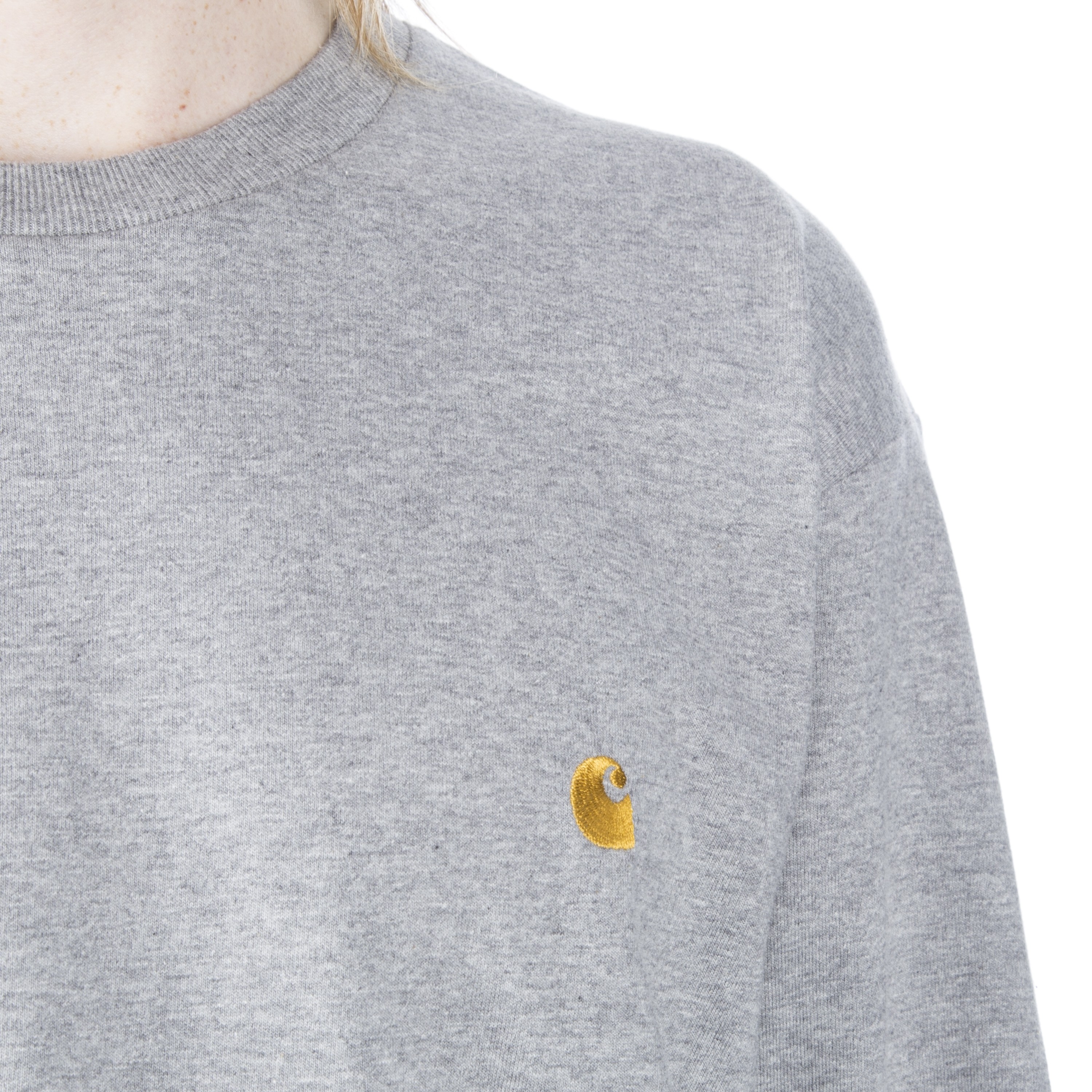 Carhartt Chase Long Sleeve T-Shirt (Grey Heather/Gold) - Consortium.