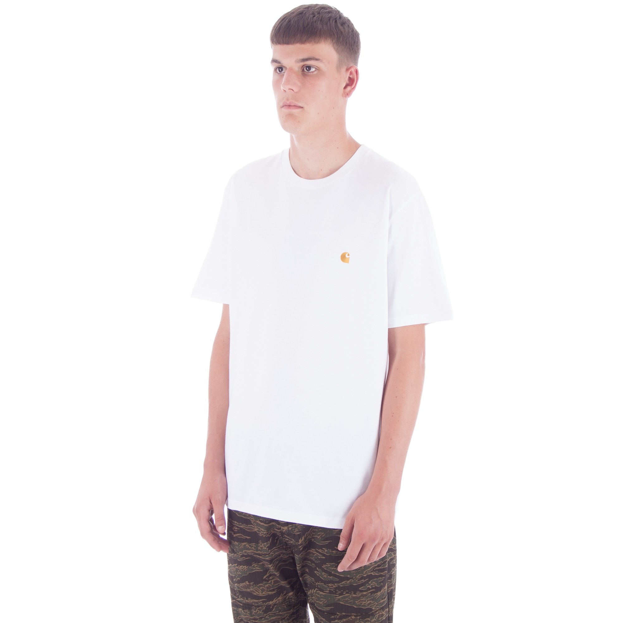 Carhartt Chase T-Shirt (White/Gold) - Consortium.