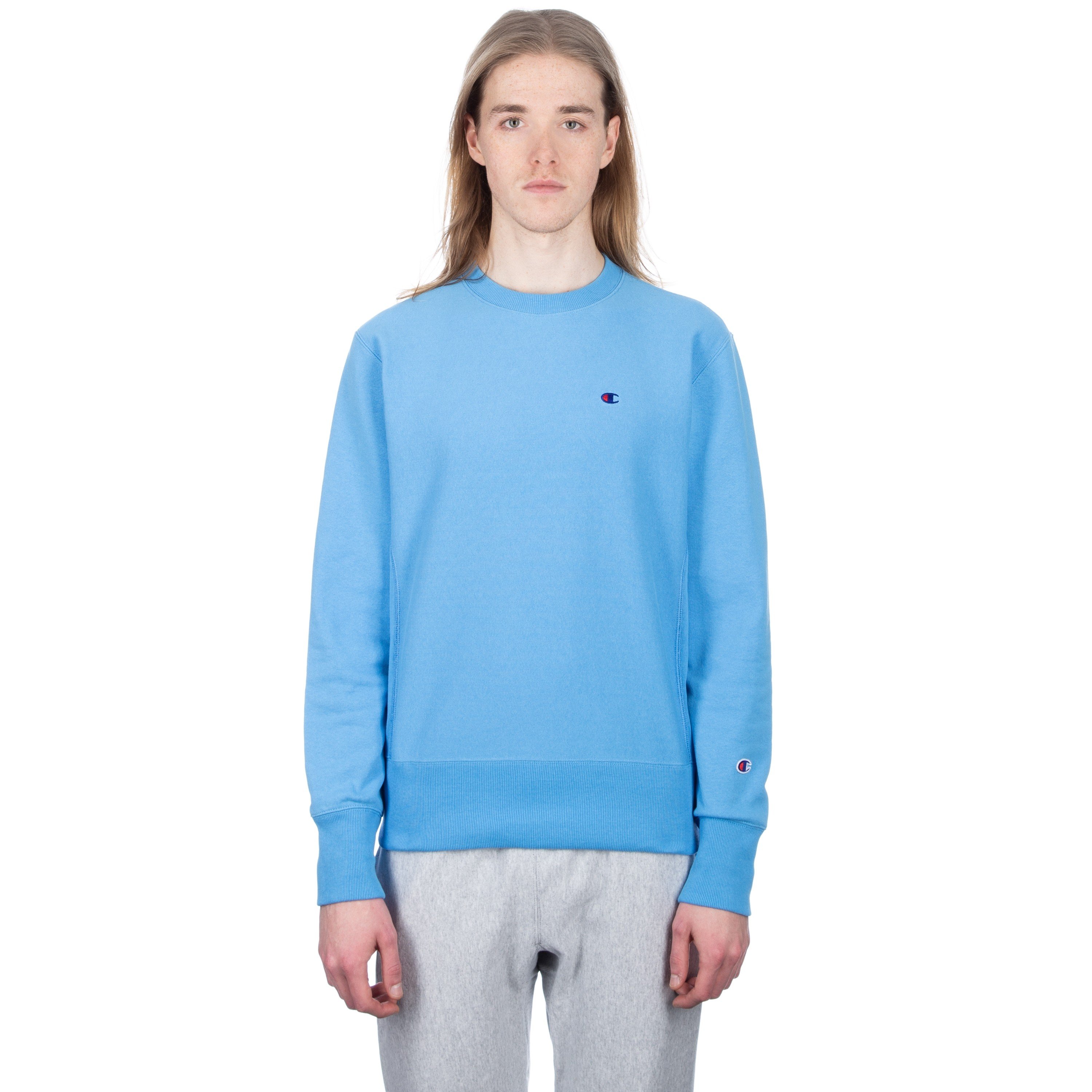 Champion Reverse Weave Crew Neck Sweatshirt (Sky Blue) - Consortium.