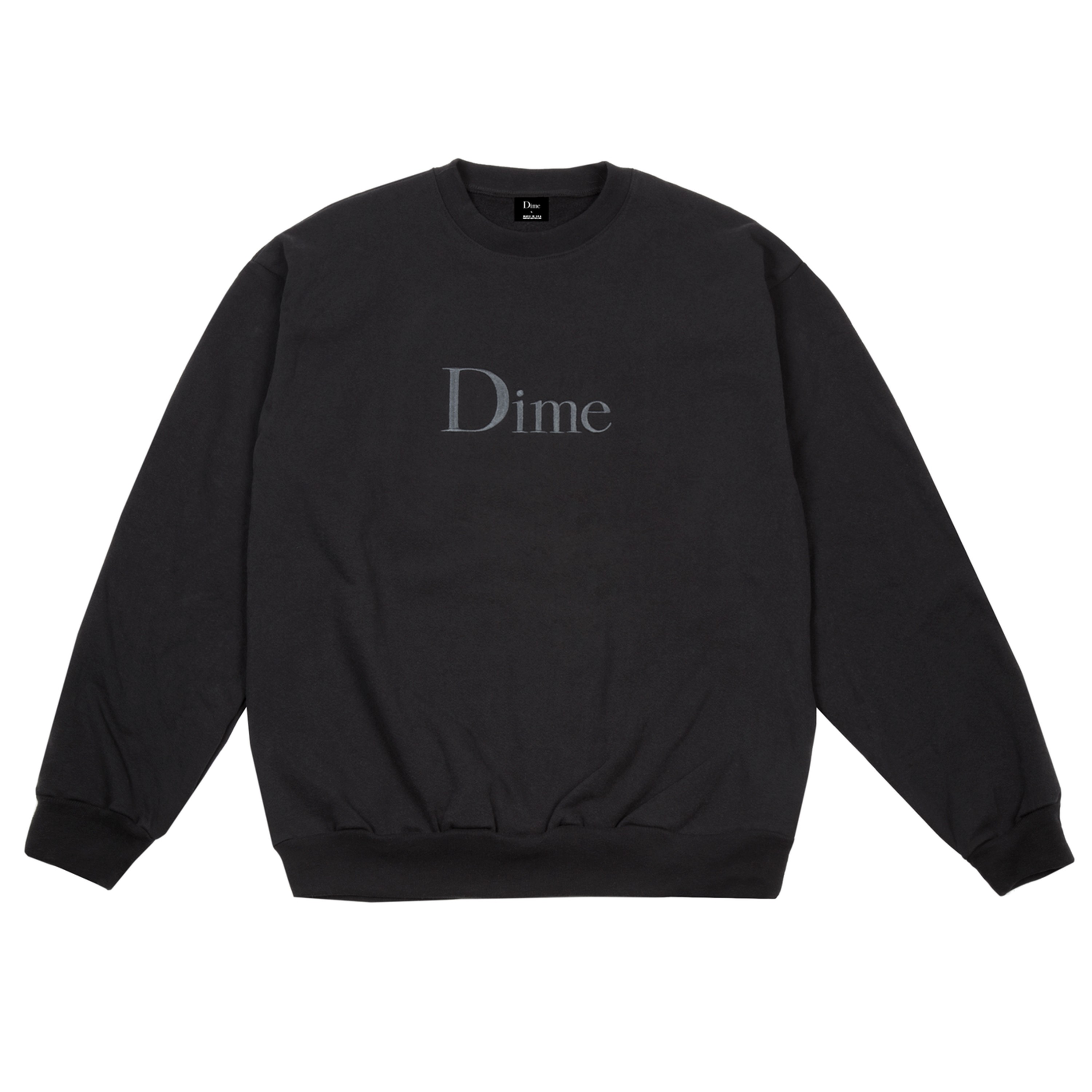 Dime Classic Embroidered Crew Neck Sweatshirt (Black) - DIMES1914BLK