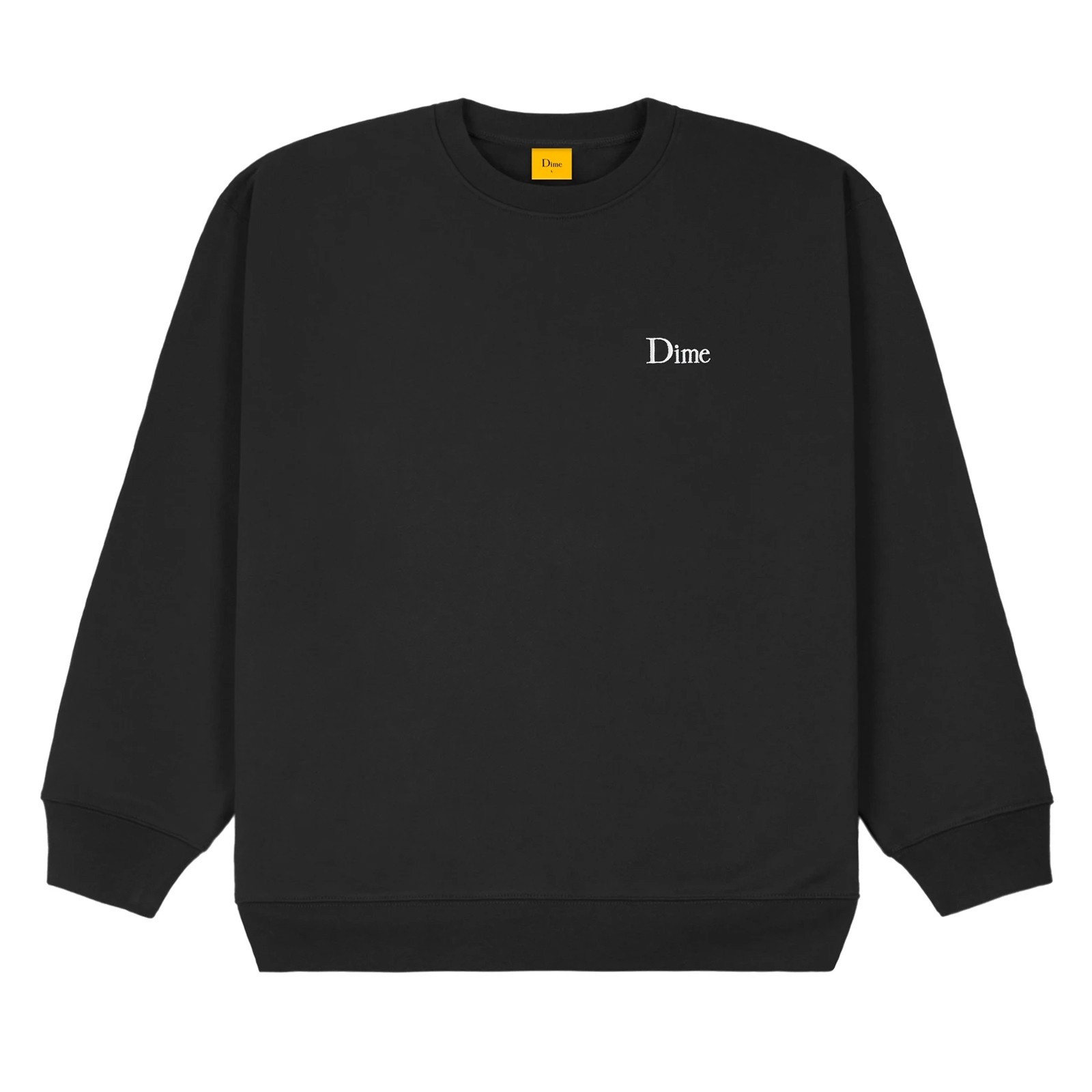 Dime Classic Small Logo Embroidered Crew Neck Sweatshirt (Black