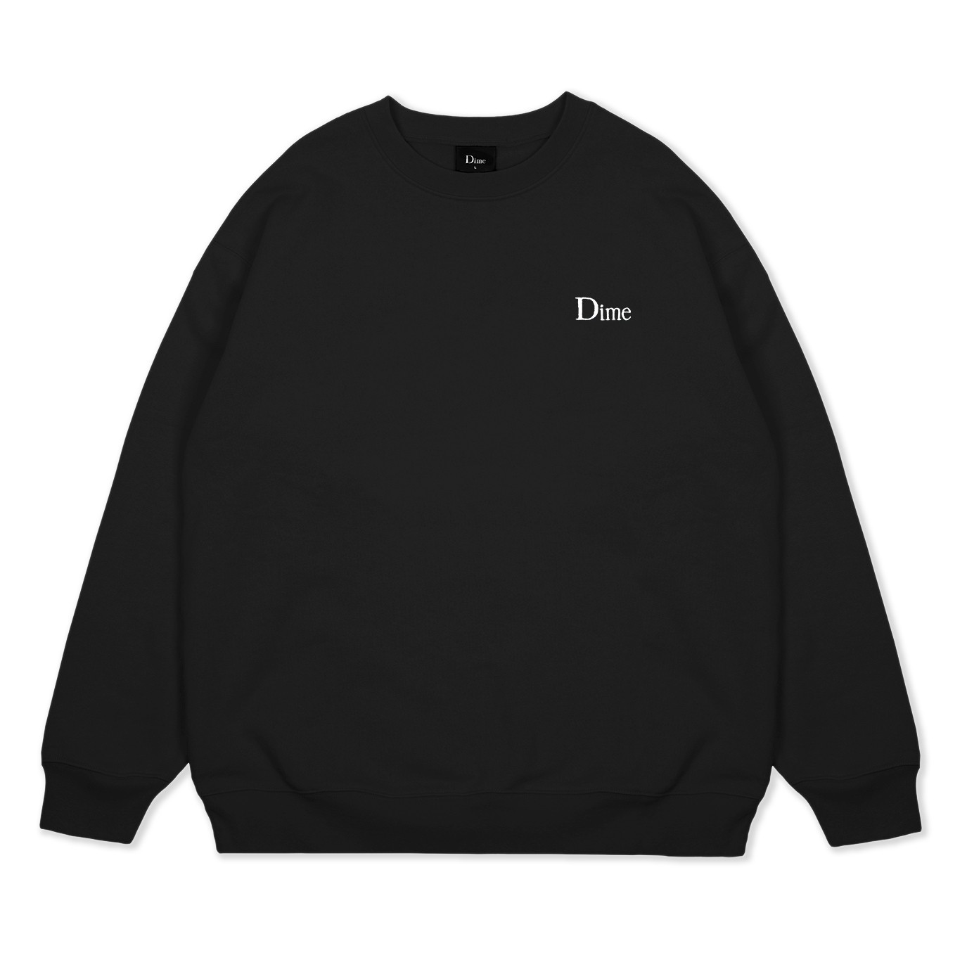 Dime Classic Small Logo Embroidered Crew Neck Sweatshirt (Black