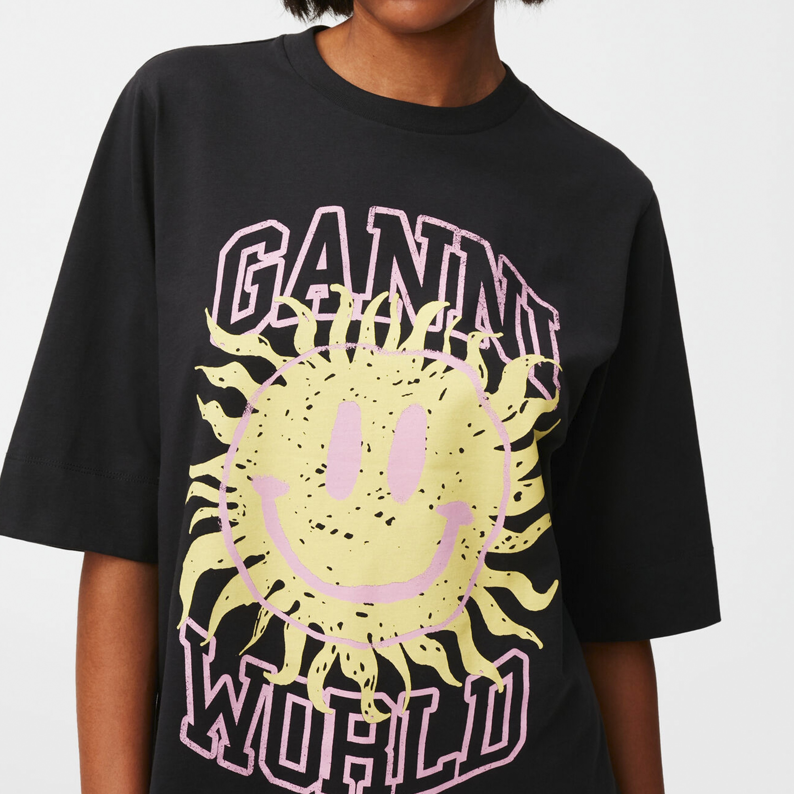 GANNI Basic Jersey Smiley Mid Sleeve T-Shirt (Phantom) - T3295 - Consortium