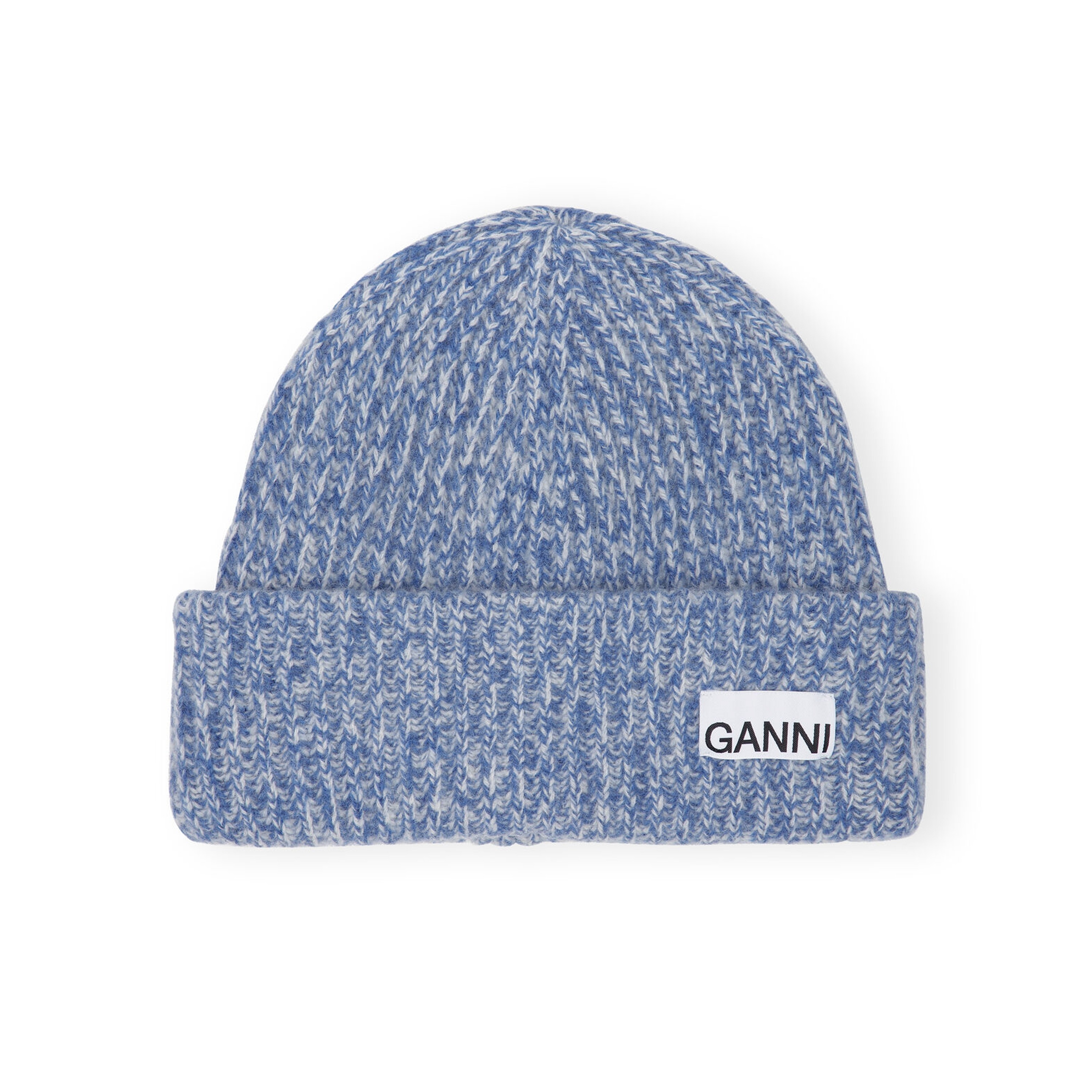 GANNI Structured Rib Wool Beanie (Nautical Blue) A4429 578 Consortium