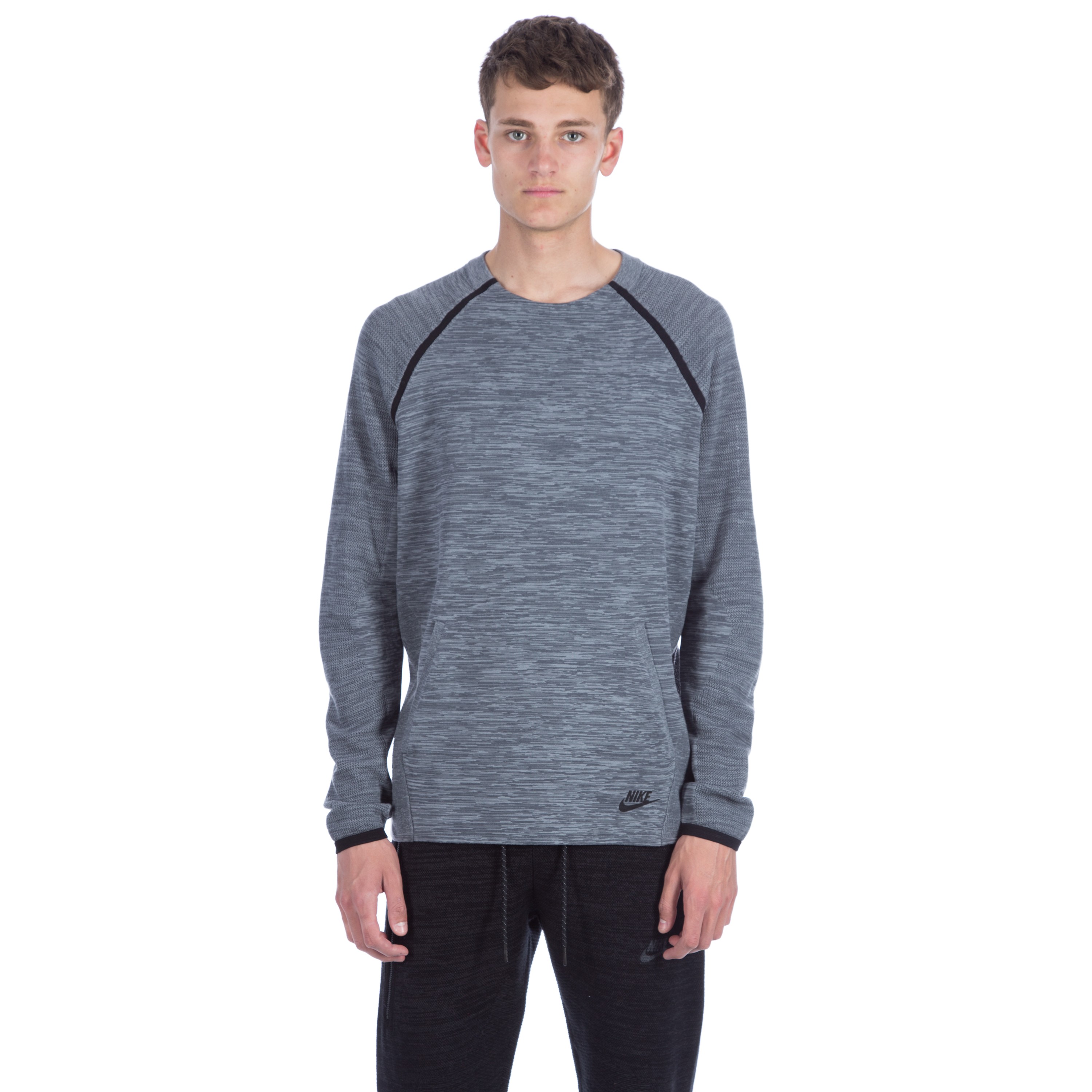 Nike Tech Knit Crew Neck Sweatshirt (Cool Grey/Dark Grey/Black ...