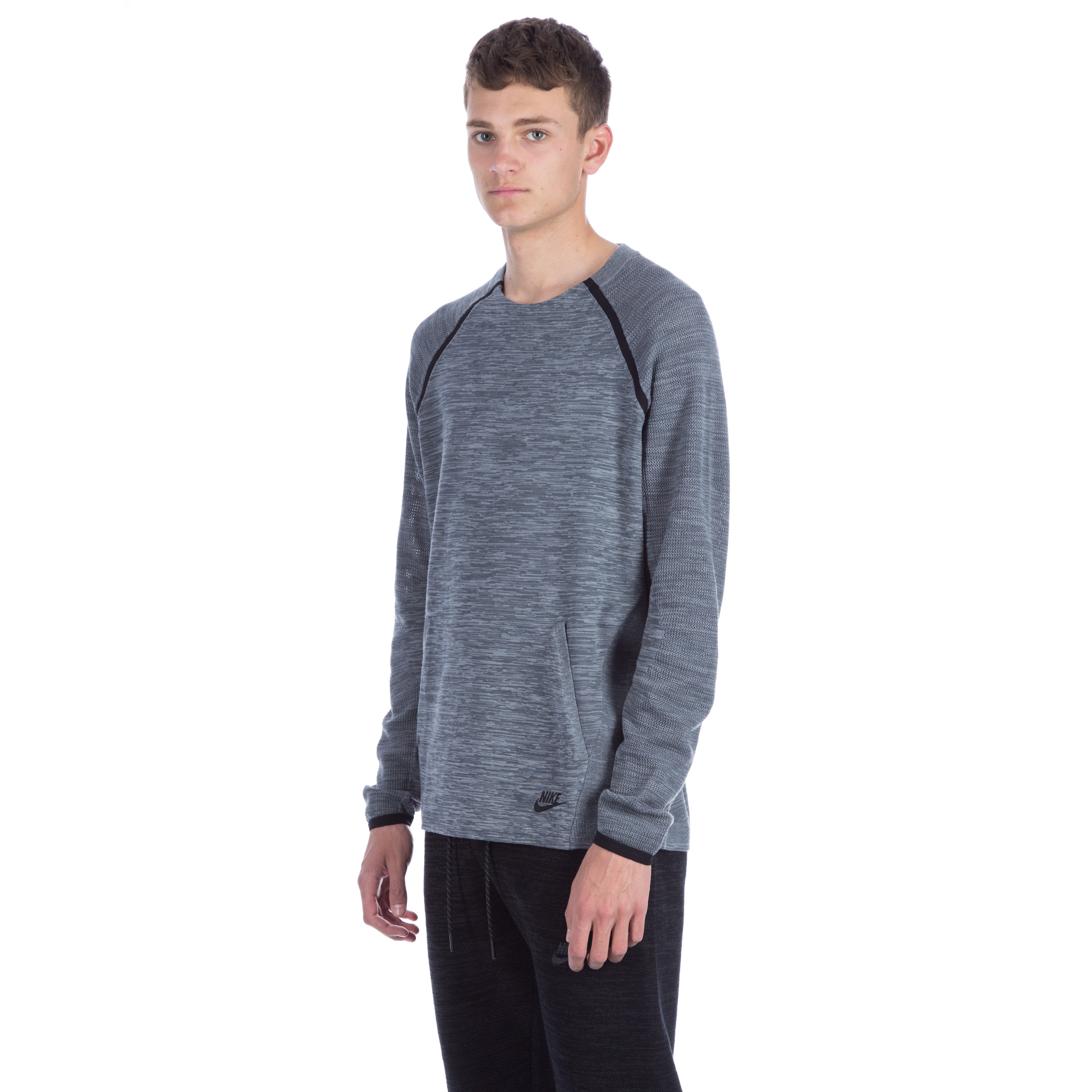 Nike Tech Knit Crew Neck Sweatshirt (Cool Grey/Dark Grey/Black ...