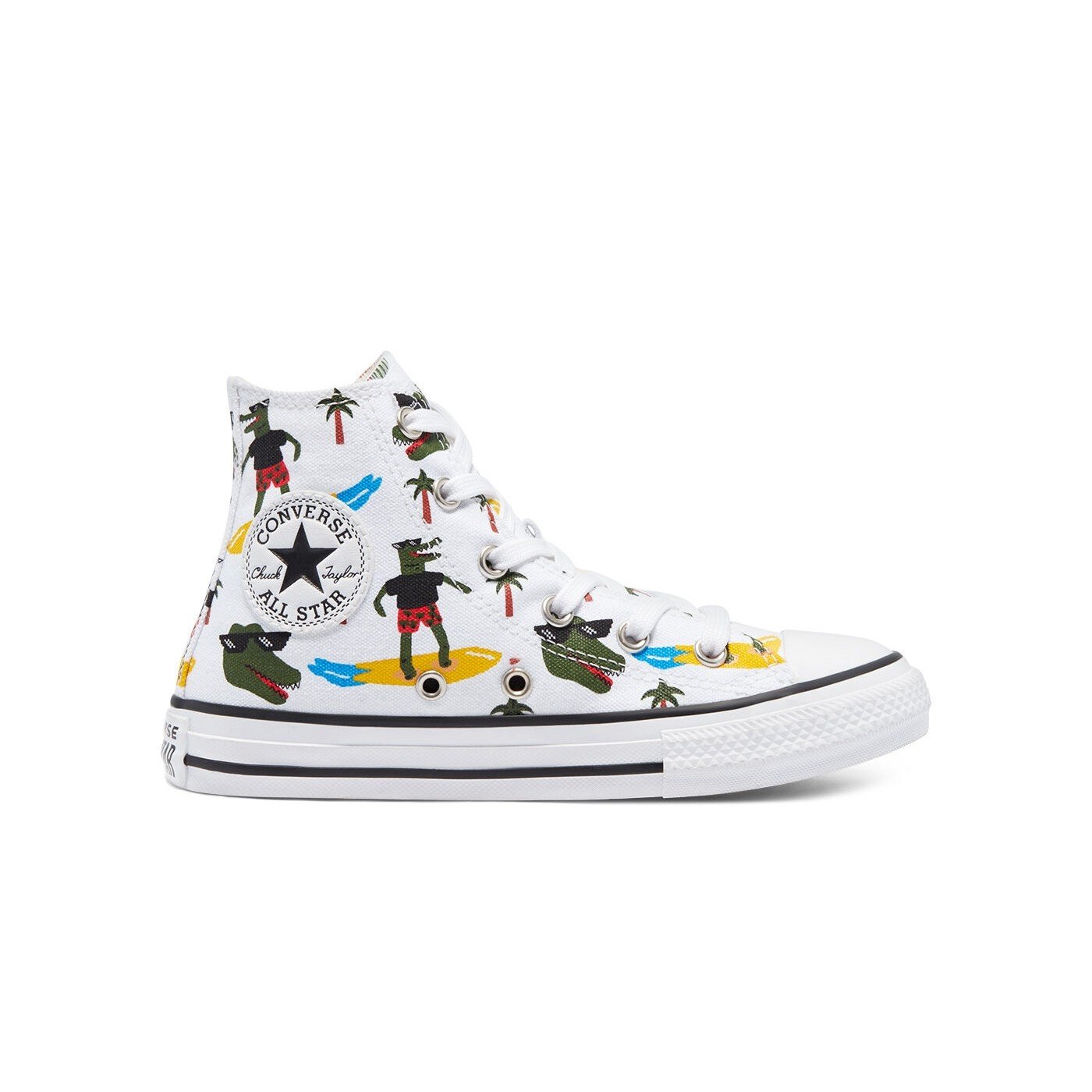 Kids Converse Croco Surf Chuck Taylor All Star Hi White Multi Black 671292C Consortium