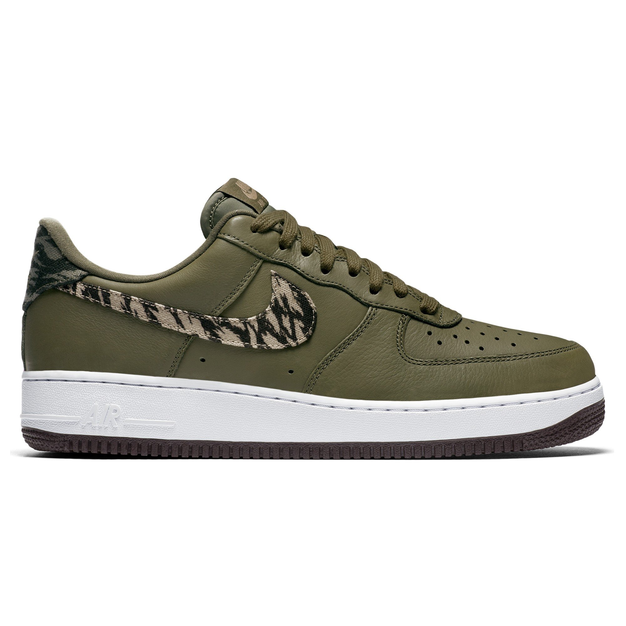 Nike Air Force 1 AOP Premium Medium Olive Khaki Velvet Brown White Consortium