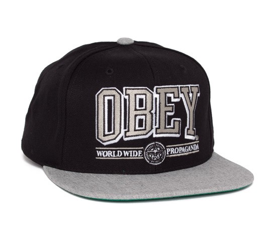 Obey Athletics Snapback Cap (Black/Heather Grey) - Consortium.