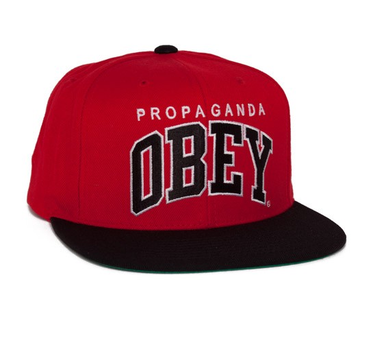 Obey Throwback Snapback Cap (Red/Black) - Consortium.