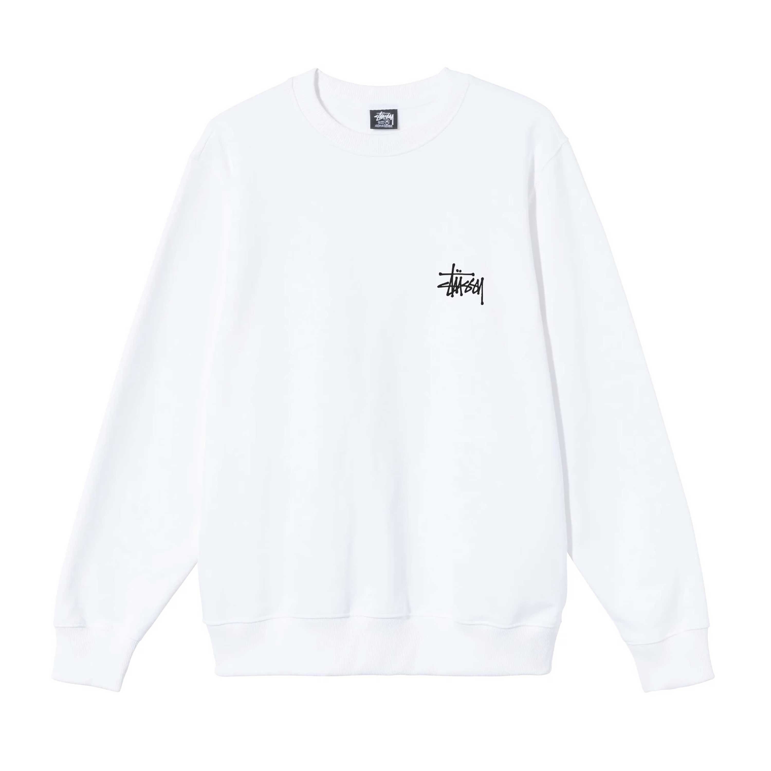 Stussy Basic Crew Neck Sweatshirt (White) - 1914649-WHT - Consortium