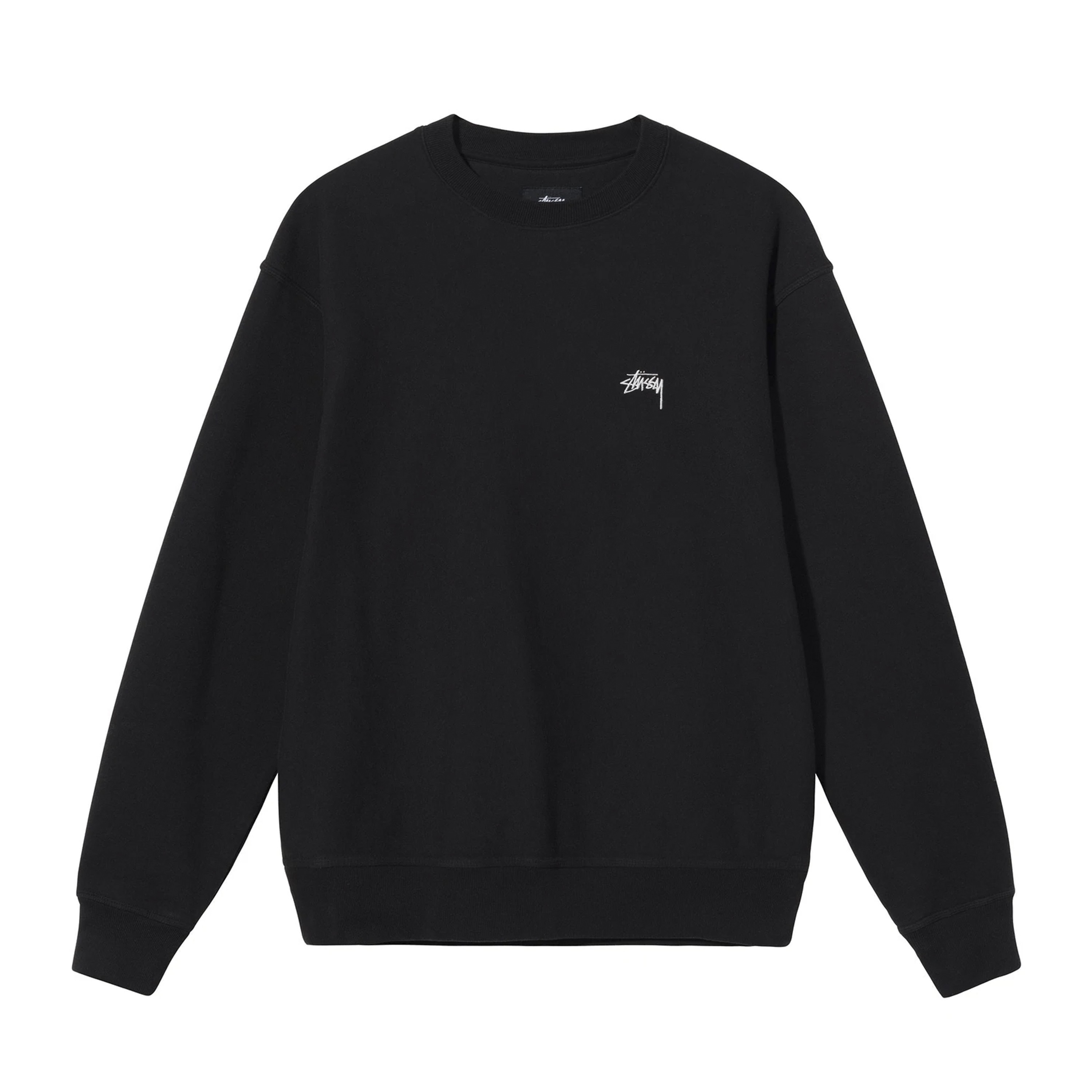 Stussy Overdyed Stock Logo Crew Sweatshirt (Black) - 118480-BLK