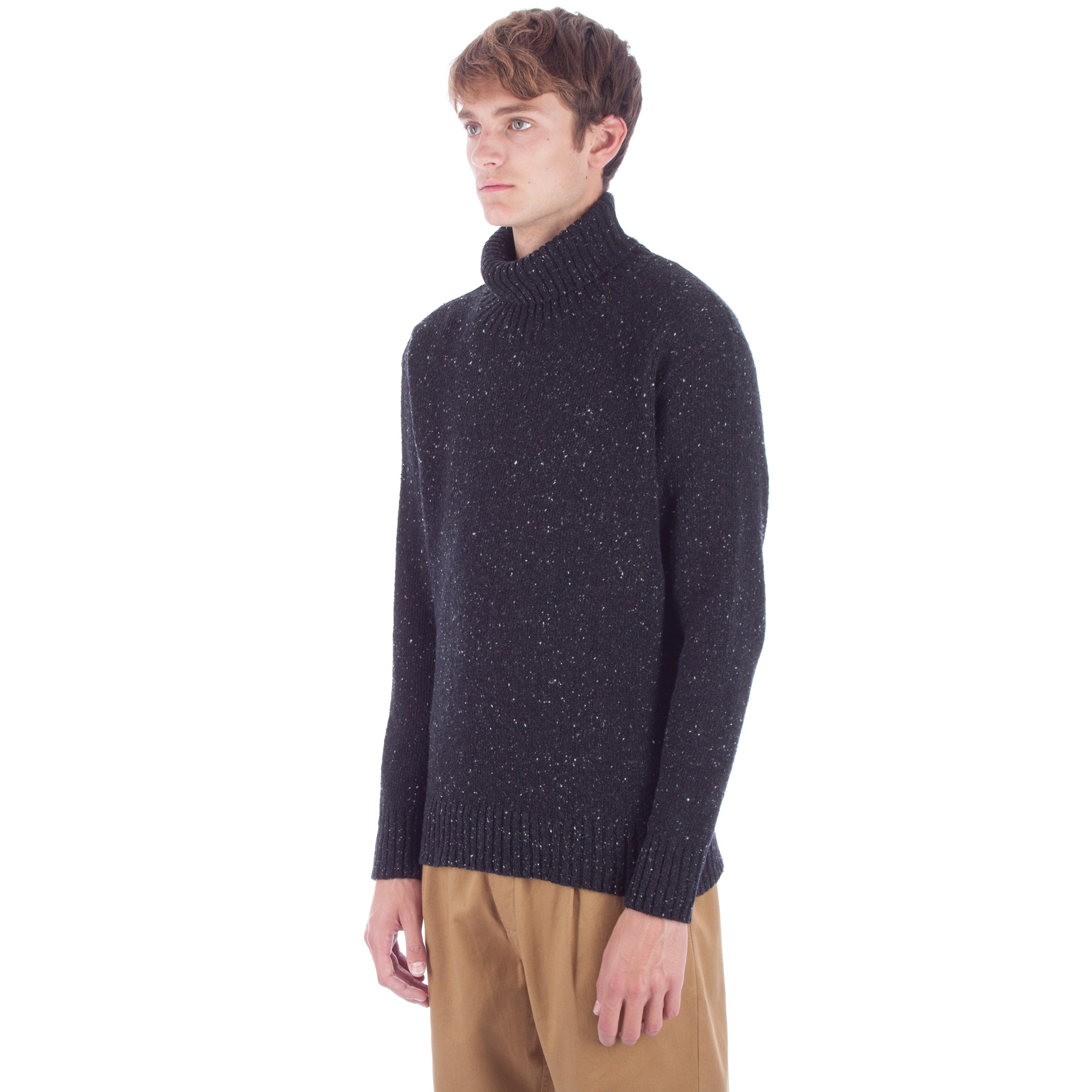 Universal Works Roll Neck Jumper (Charcoal Lambswool Fleck)