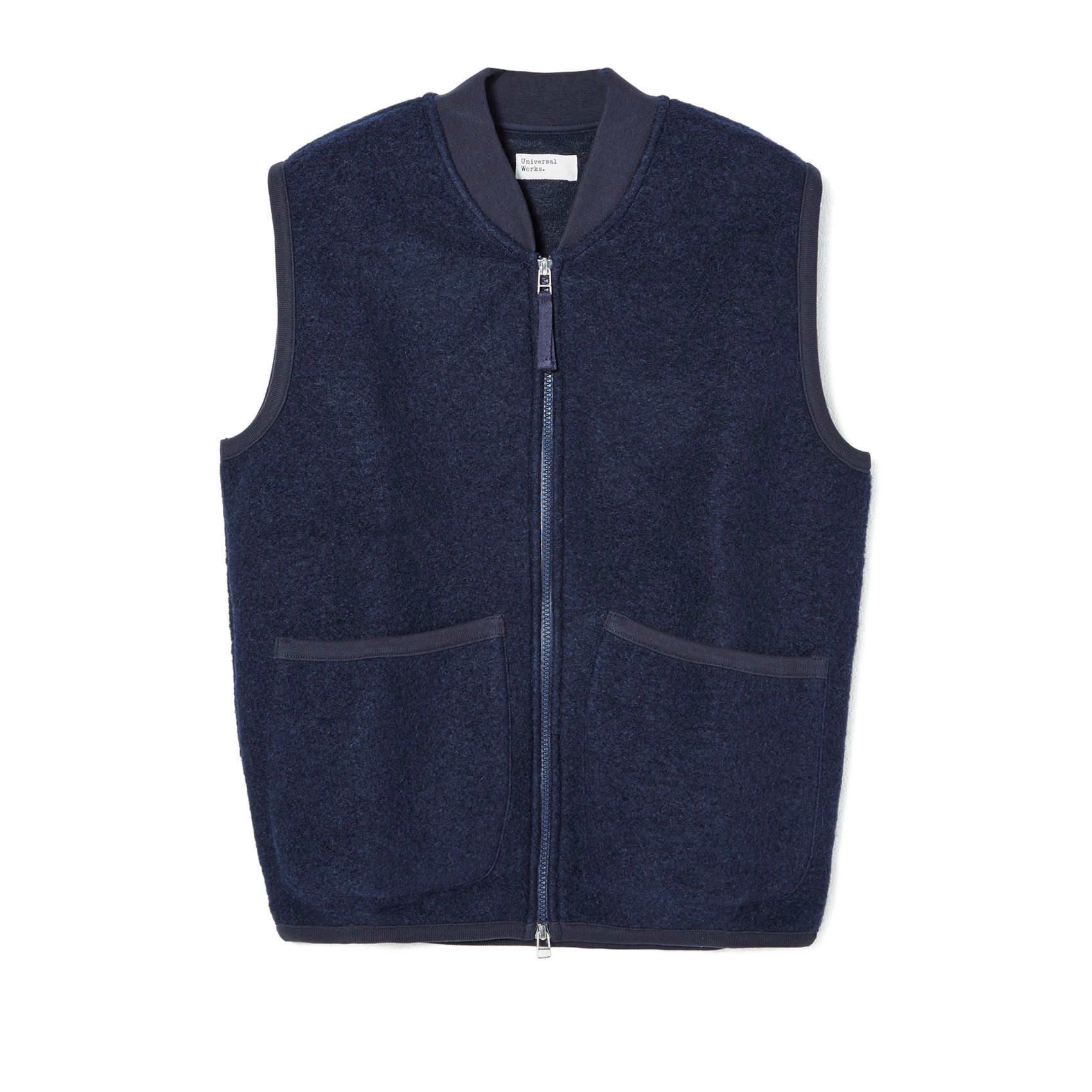 Universal Works Zip Waistcoat (Navy Wool Fleece) 21697NAVY Consortium