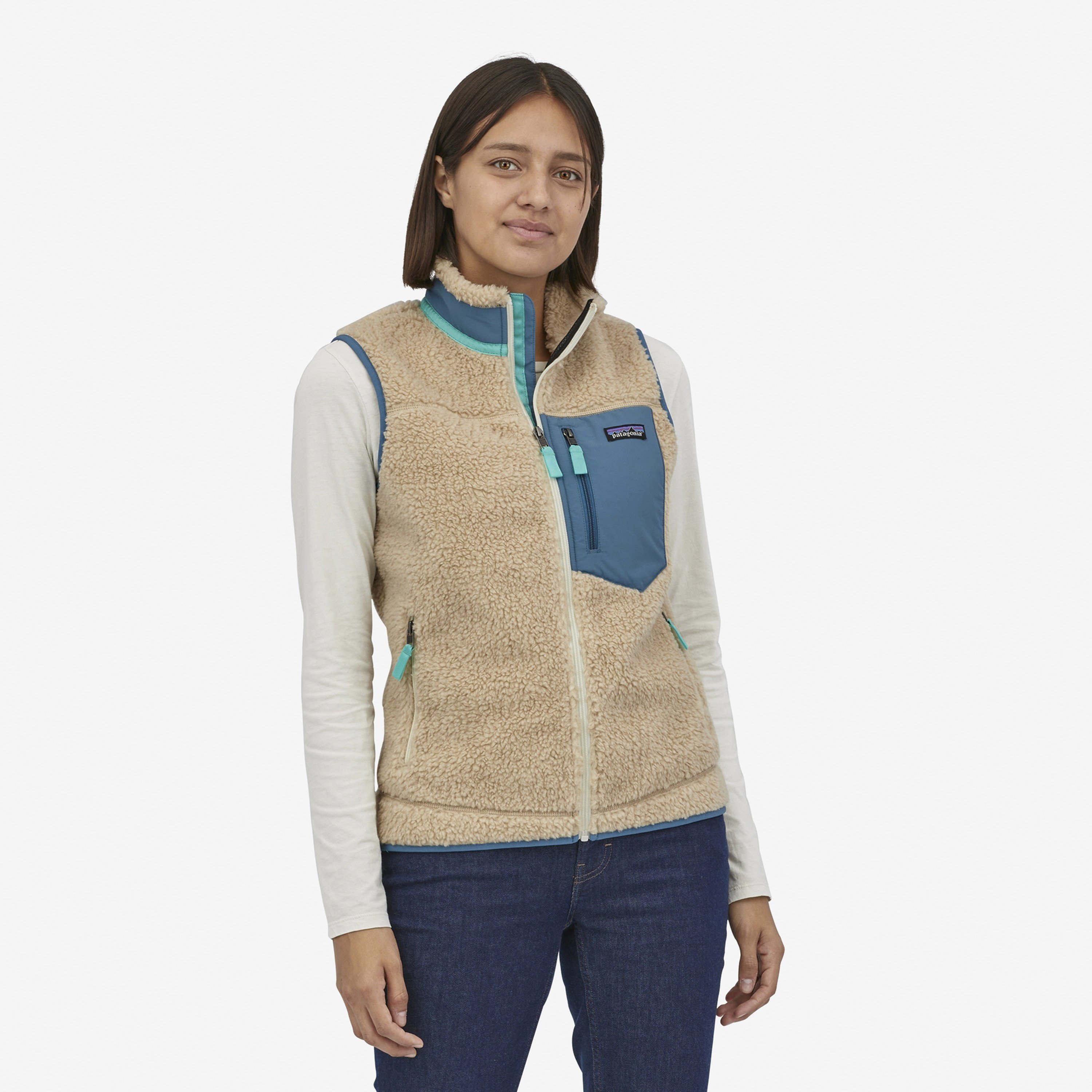 Women's Patagonia Classic RetroX Fleece Vest (Dark Natural w/Wavy Blue