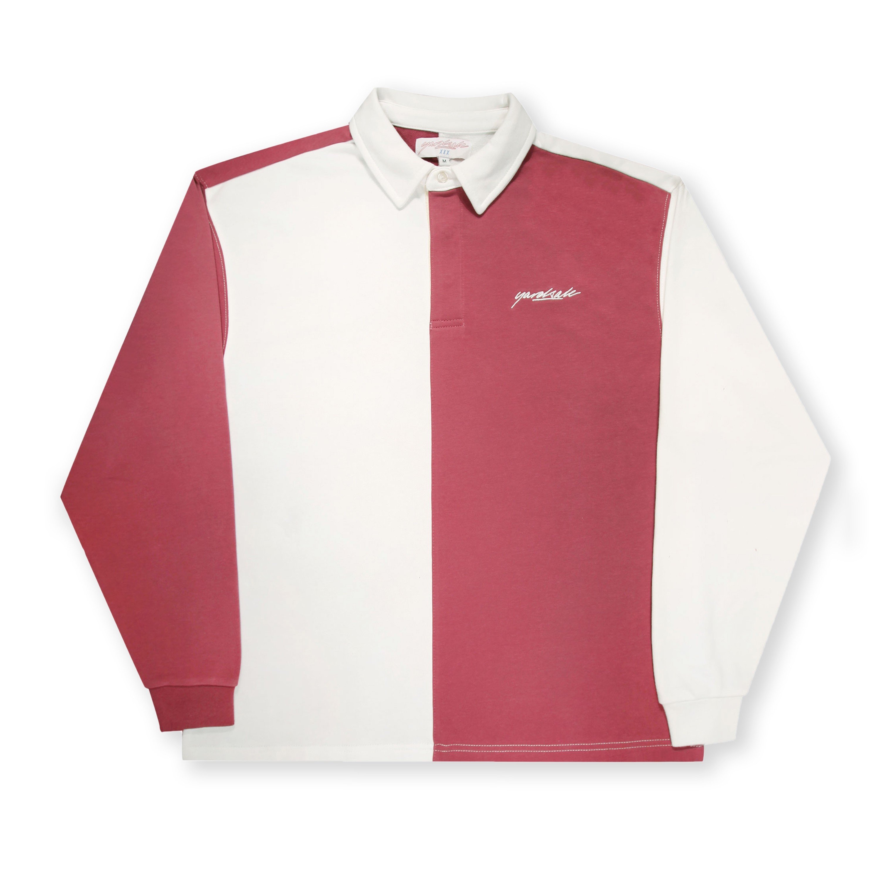 Yardsale Puzzle Long Sleeve Polo Shirt (Burgundy/White) - YS-F20 