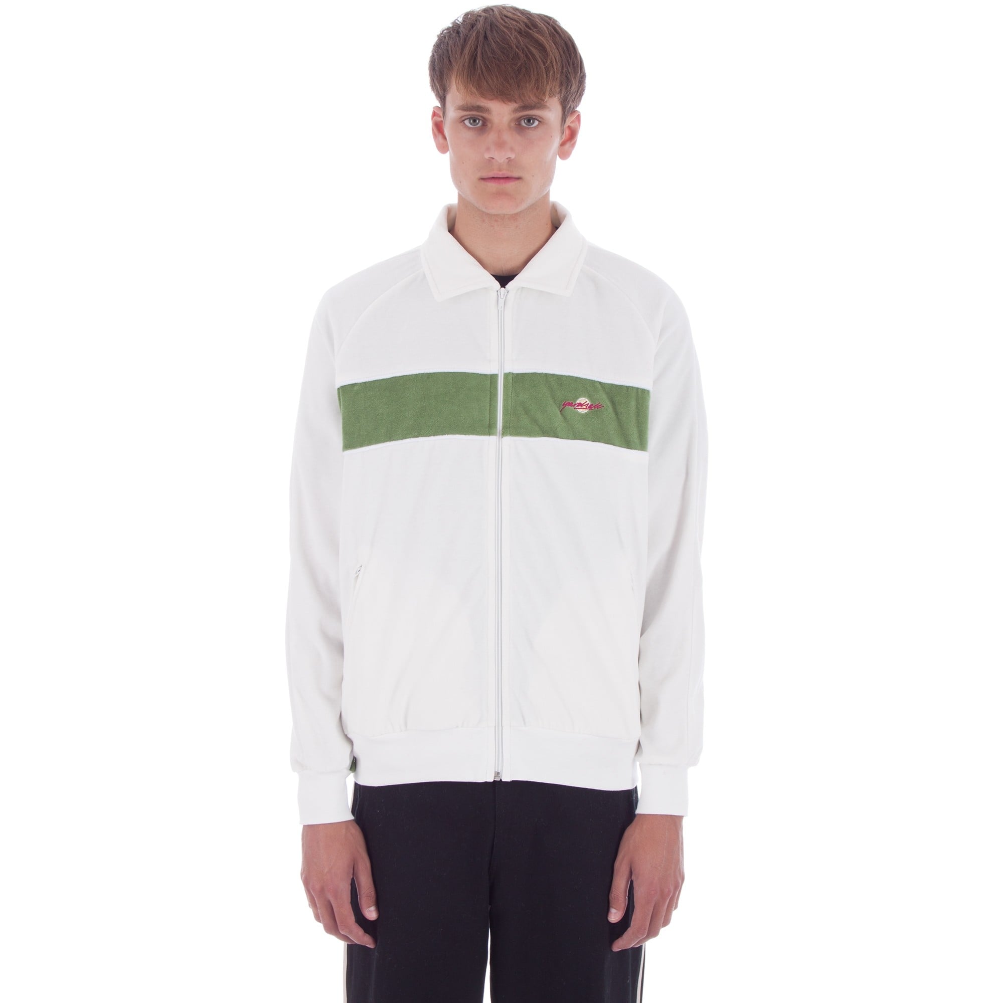 Yardsale Velour Tracksuit Jacket (White/Green) Consortium.