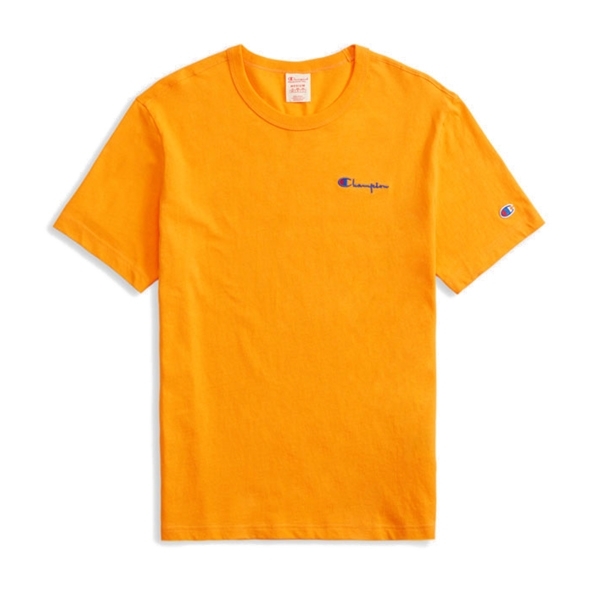 Champion Reverse Weave Small Script Crew Neck T-Shirt (Orange)