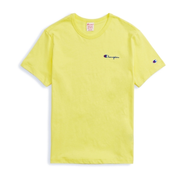 Champion Reverse Weave Small Script Crew Neck T-Shirt (Yellow)