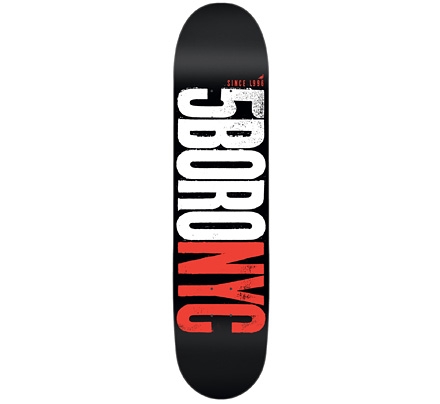 5Boro NYC Letterpress Logo Skateboard Deck 8.0" (Black/Red)