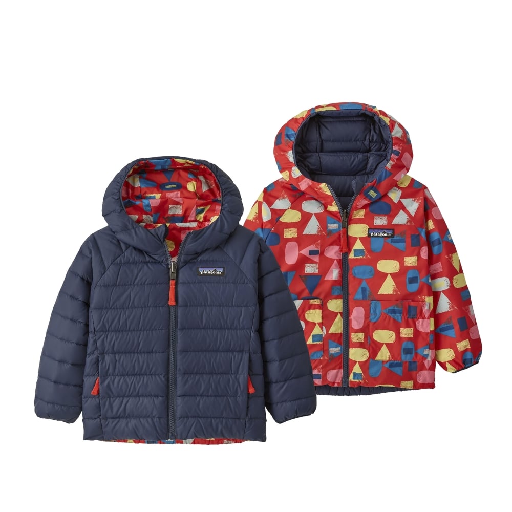 Baby Patagonia Reversible Down Sweater Hoody (Forest Being: Sizzle Red)