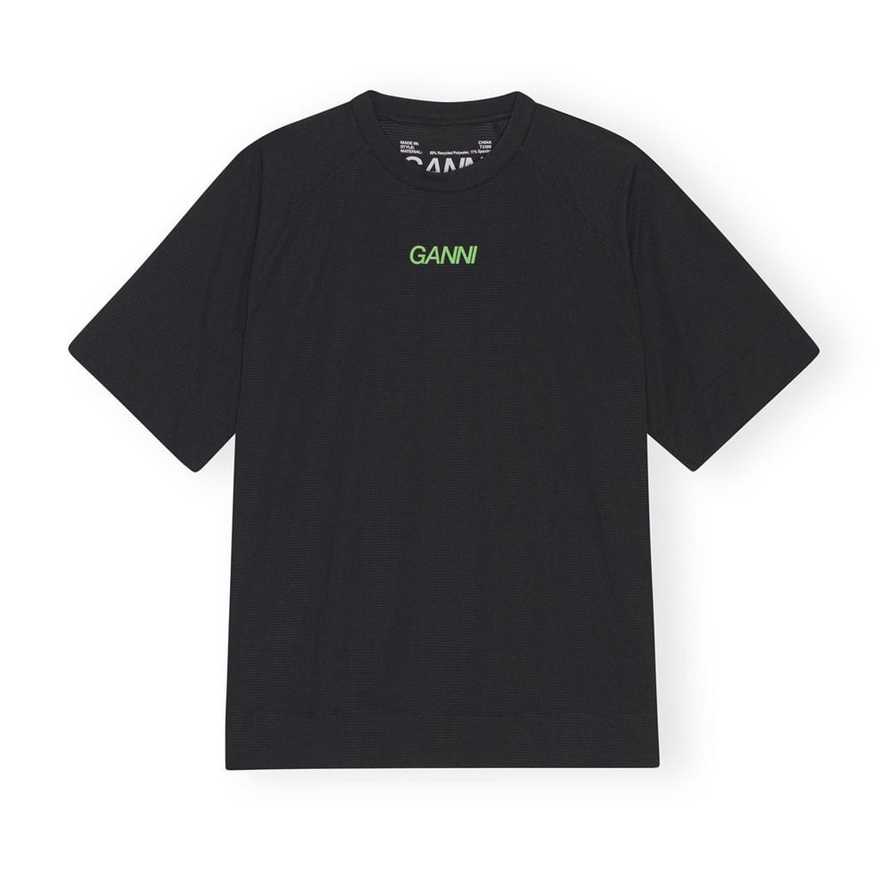 GANNI Active Mesh T-Shirt (Black)