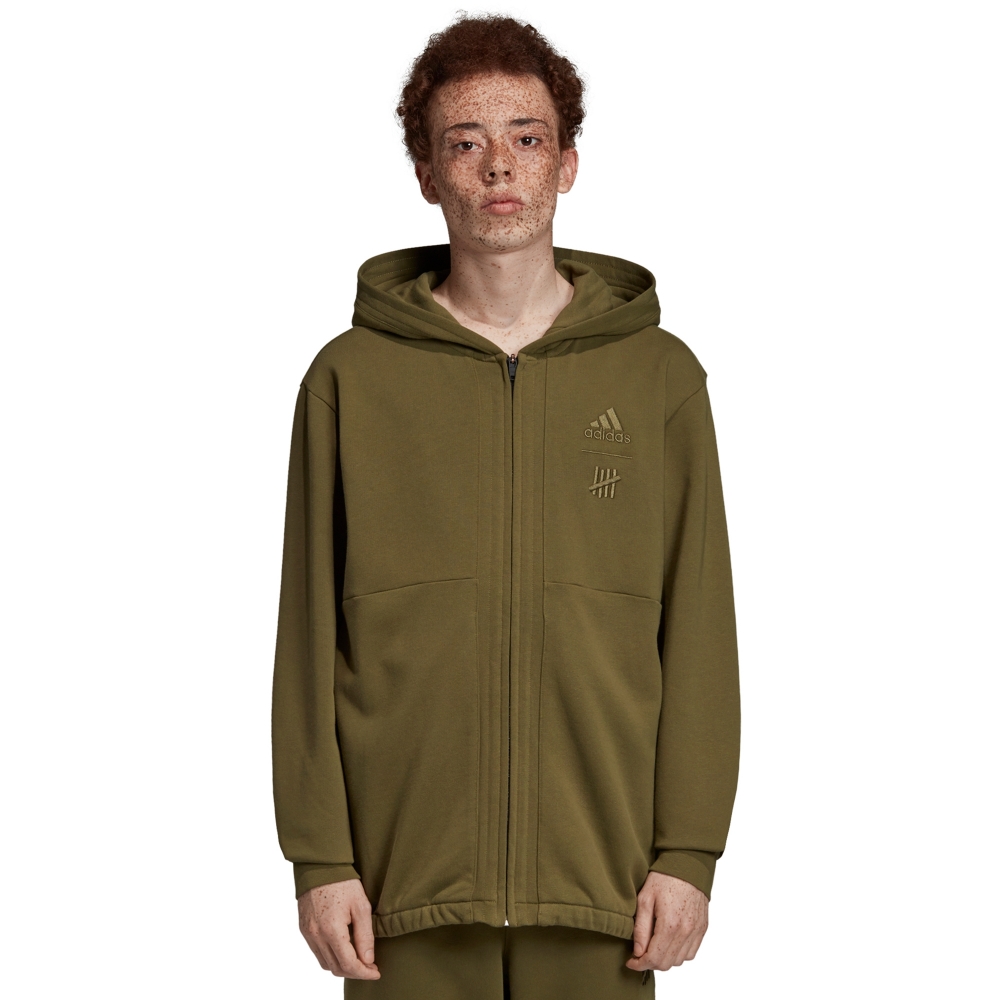 adidas by UNDEFEATED Full Zip Hooded Sweatshirt (Olive Cargo)