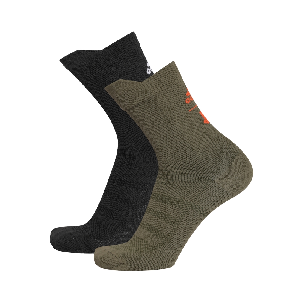 adidas by UNDEFEATED Socks 2-Pack (Olive Cargo/Black/Orange/White)