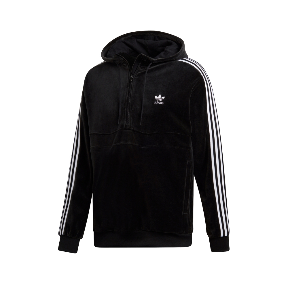 adidas Originals COZY Half Zip Pullover Hooded Sweatshirt (Black)
