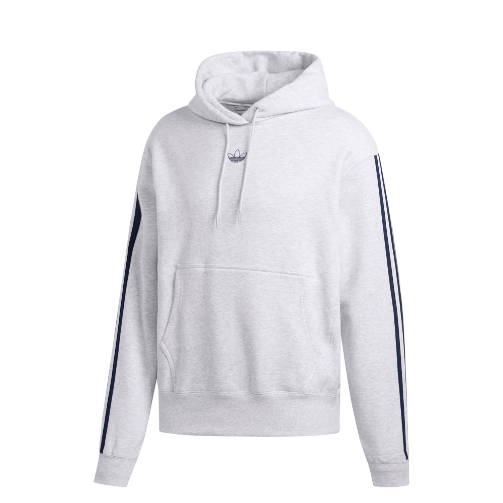 adidas Originals Off Court Pullover Hooded Sweatshirt (Light Grey Heather/Collegiate Navy)