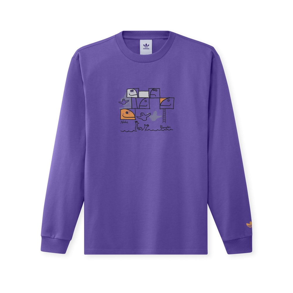 adidas Skateboarding Shmoofoil Pool Long Sleeve T-Shirt (Purple Rush/Multicolour)