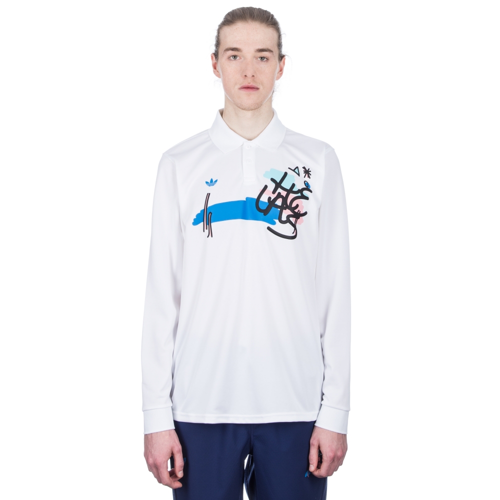 adidas Skateboarding x Hélas Long Sleeve Polo Shirt (White)