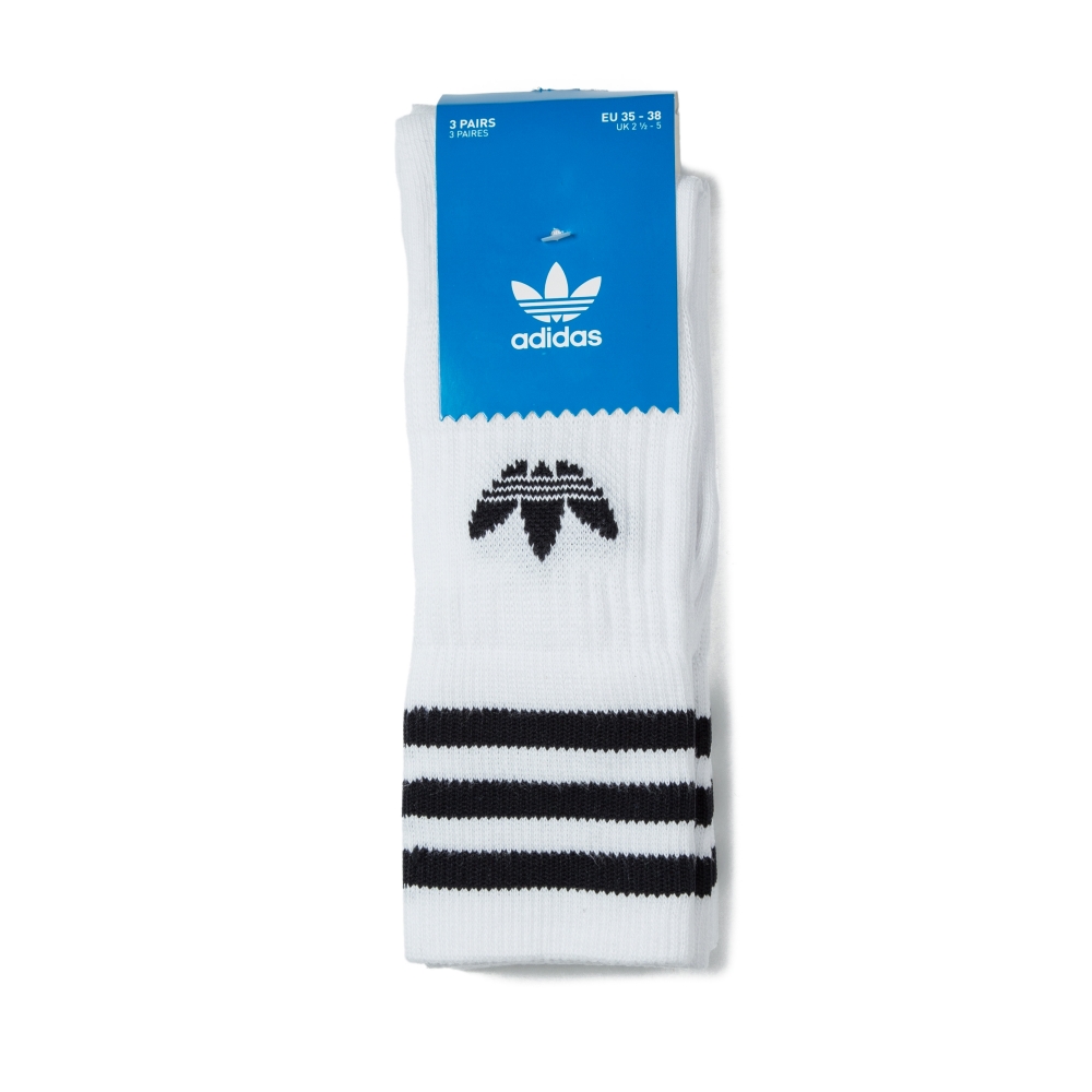 adidas Originals Solid Crew Socks Triple Pack (White/Black) - Consortium.