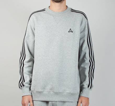 Adidas x Palace Crew Neck Sweatshirt (Heather Grey) - Consortium.