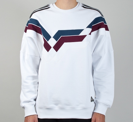 adidas x Palace Stripe Crew Neck Sweatshirt (White)