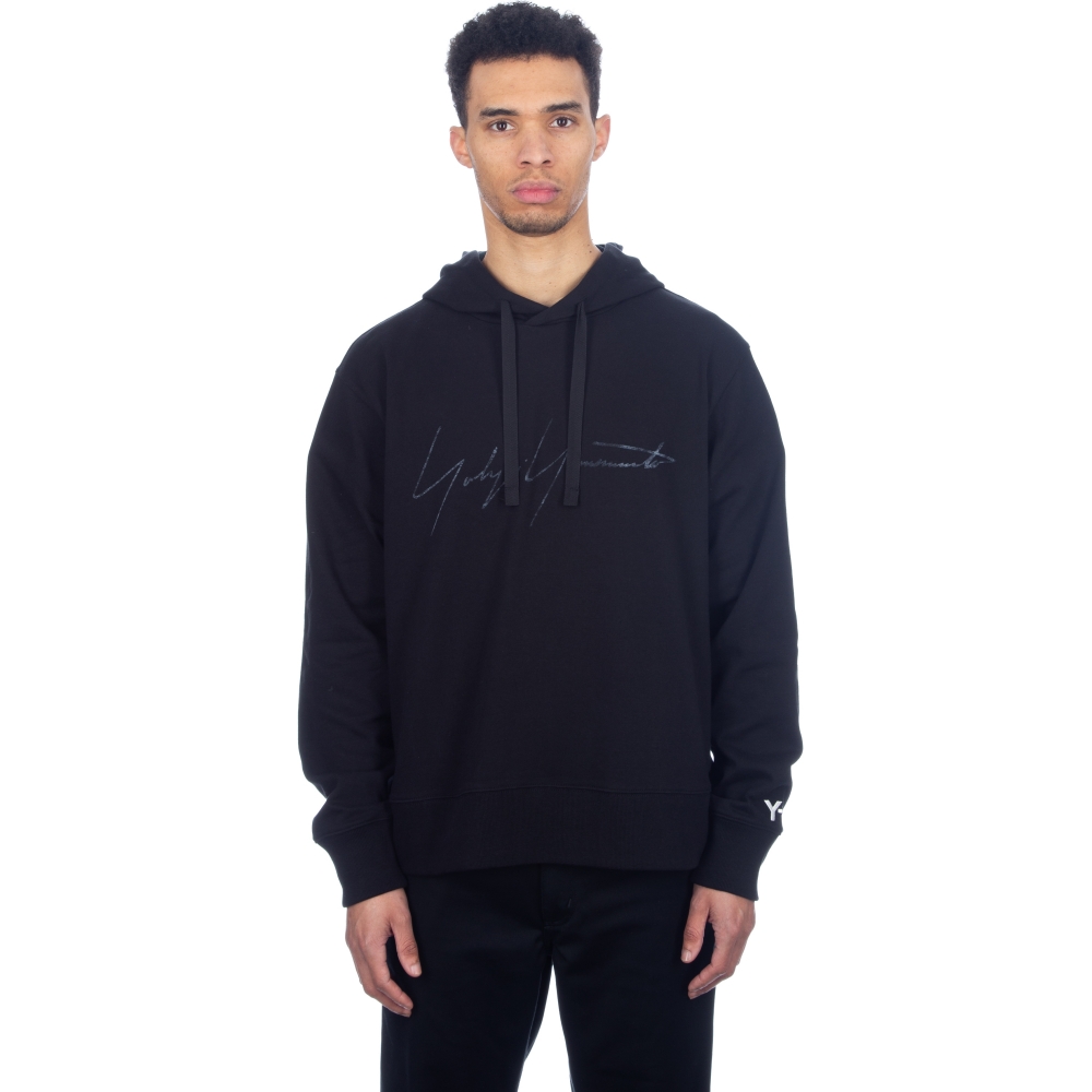 adidas Y-3 Distressed Signature Pullover Hooded Sweatshirt (Black)