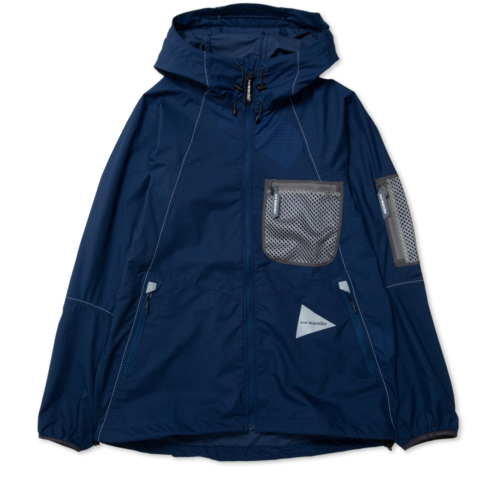 and wander Breathable Ripstop Hooded Jacket (Navy)