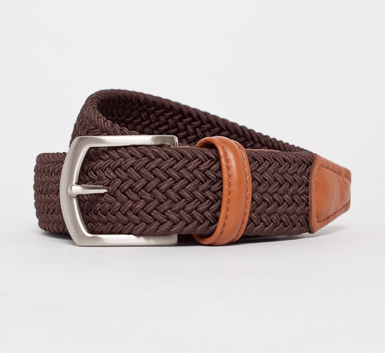 Anderson's Plaited Elasticated Belt (Dark Brown/Light Tan)