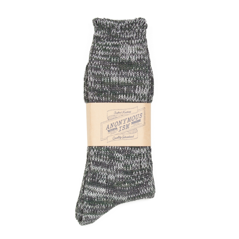 Anonymous Ism 5 Colour Mix Crew Sock (Grey/Moss)