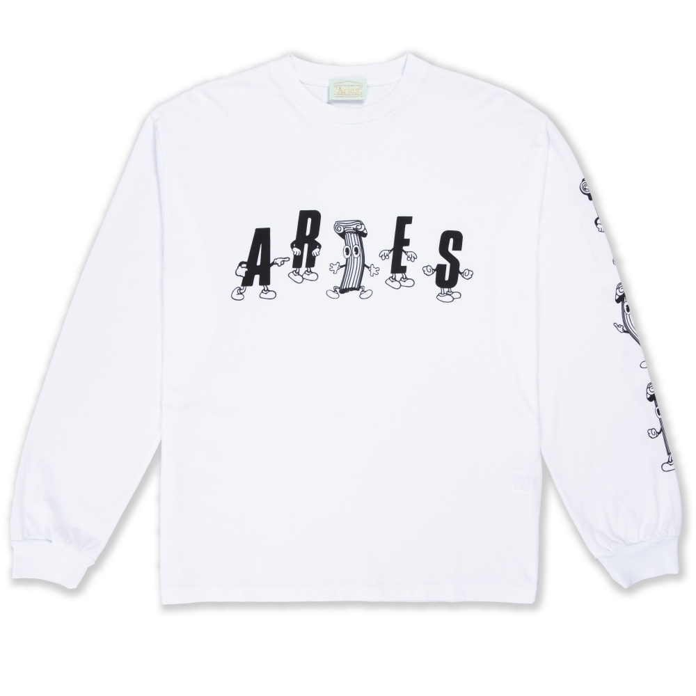 Aries Cartoon Column Long Sleeve T-Shirt (White)