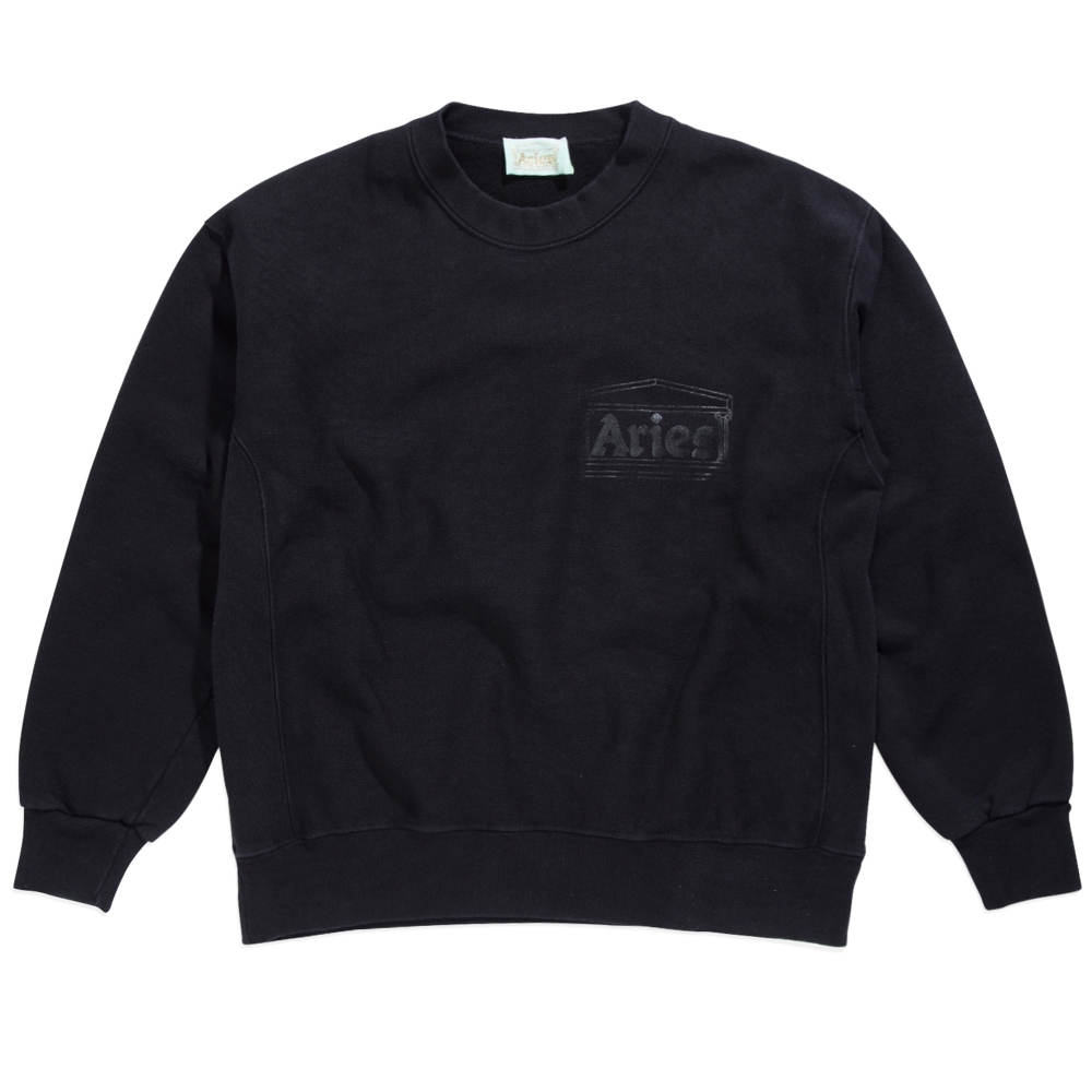 Aries Classic Cross Grain Temple Crew Neck Sweatshirt (Black)