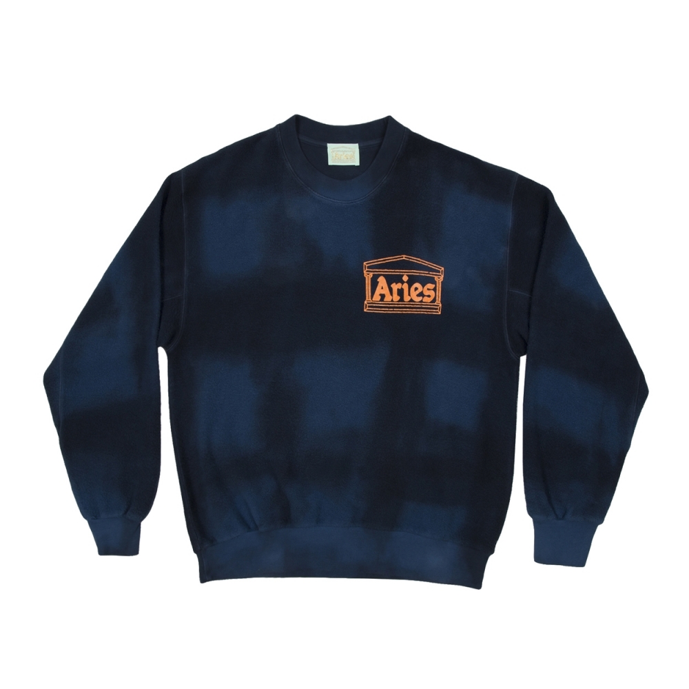 Aries Inside Out Tie Dye Crew Neck Sweatshirt (Blue)