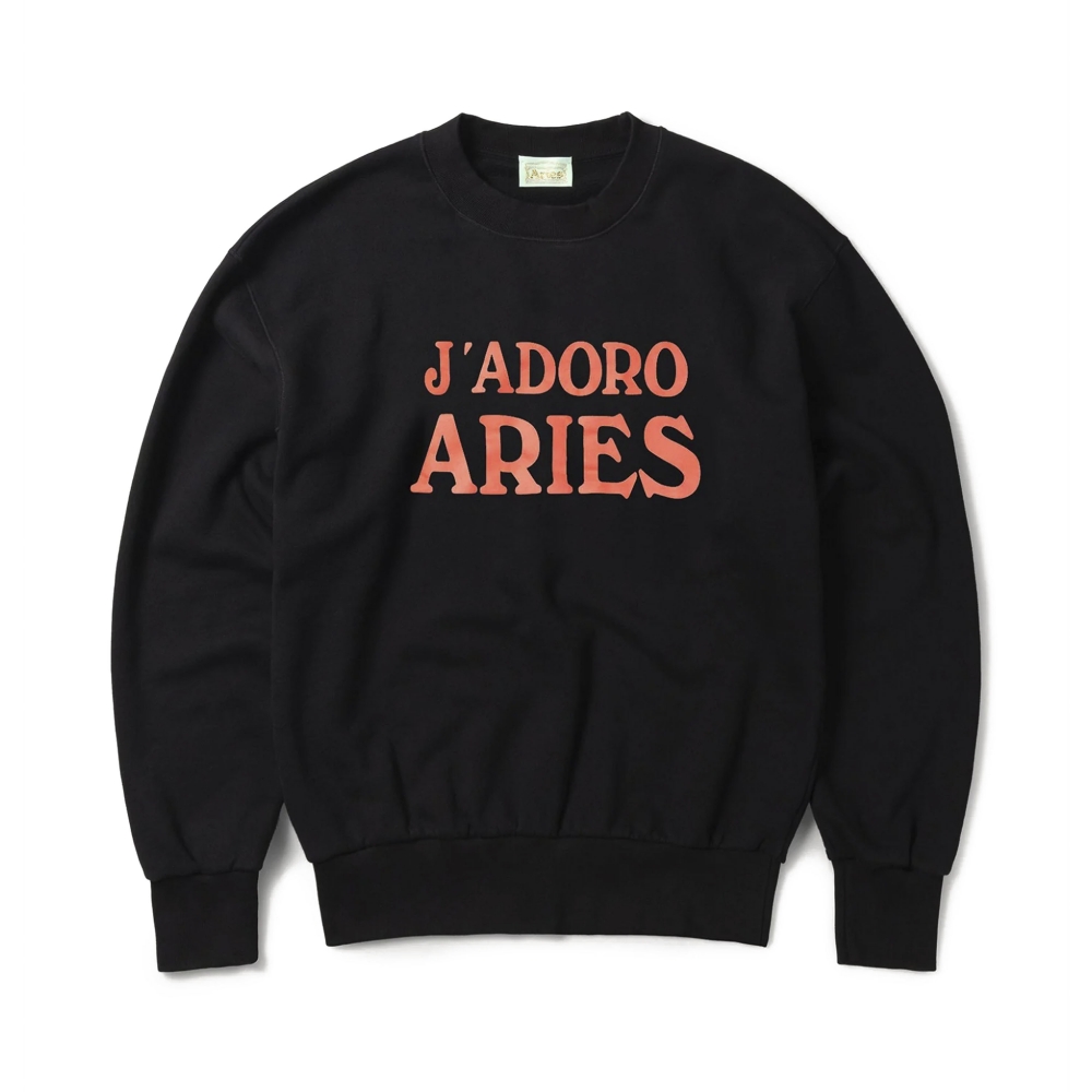 Aries J'Adoro Aries Crew Neck Sweatshirt (Black)