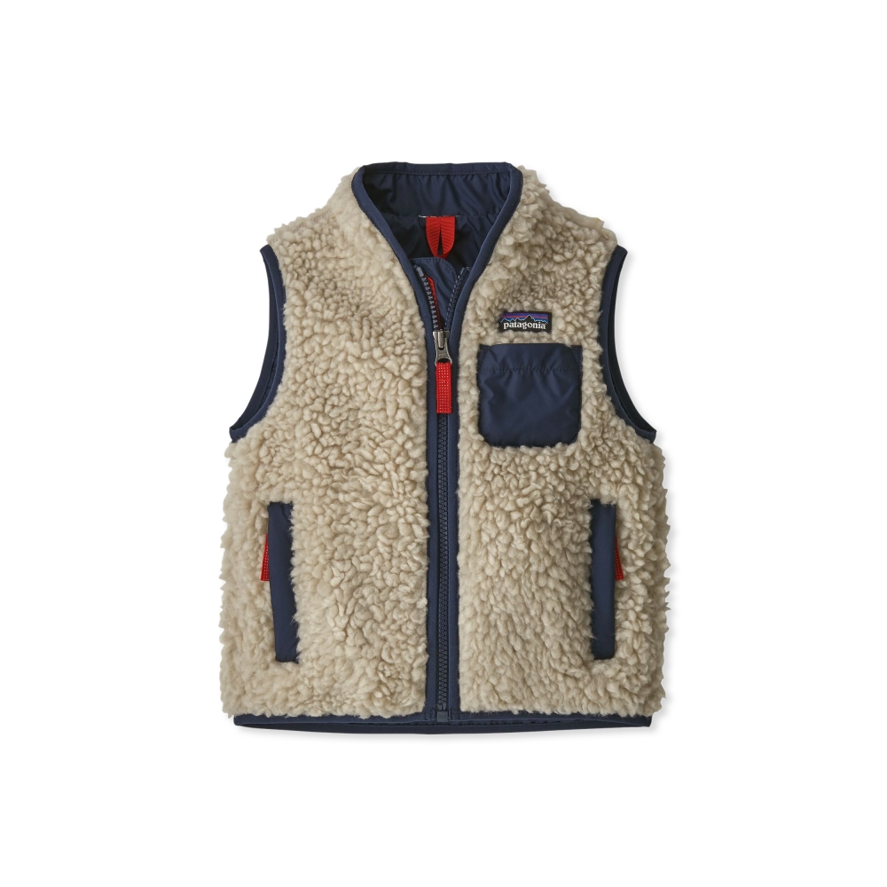 Baby Patagonia Retro-X Fleece Vest (Natural w/New Navy)