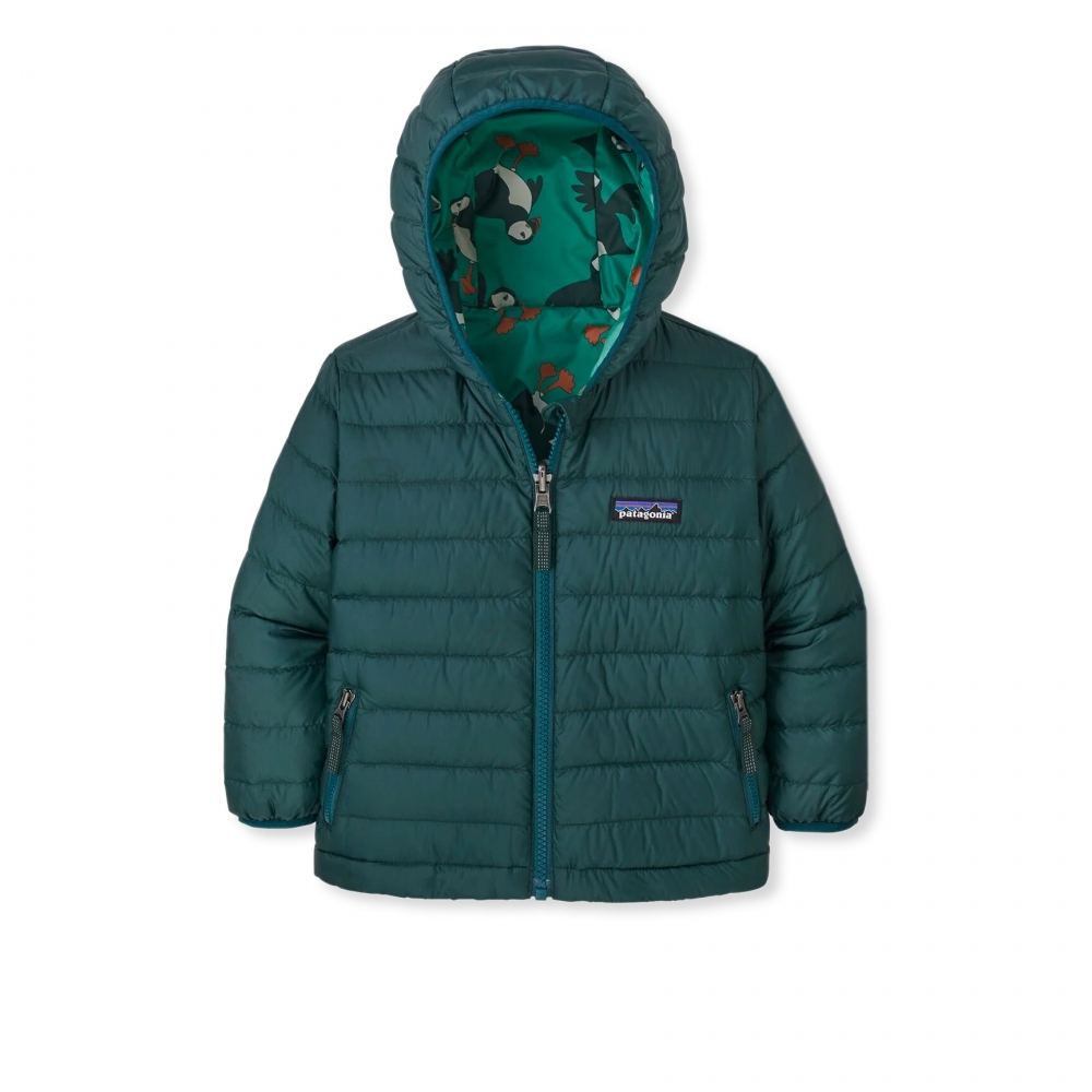 Baby Patagonia Reversible Down Sweater Hoody (Puff Puff: Nettle Green)