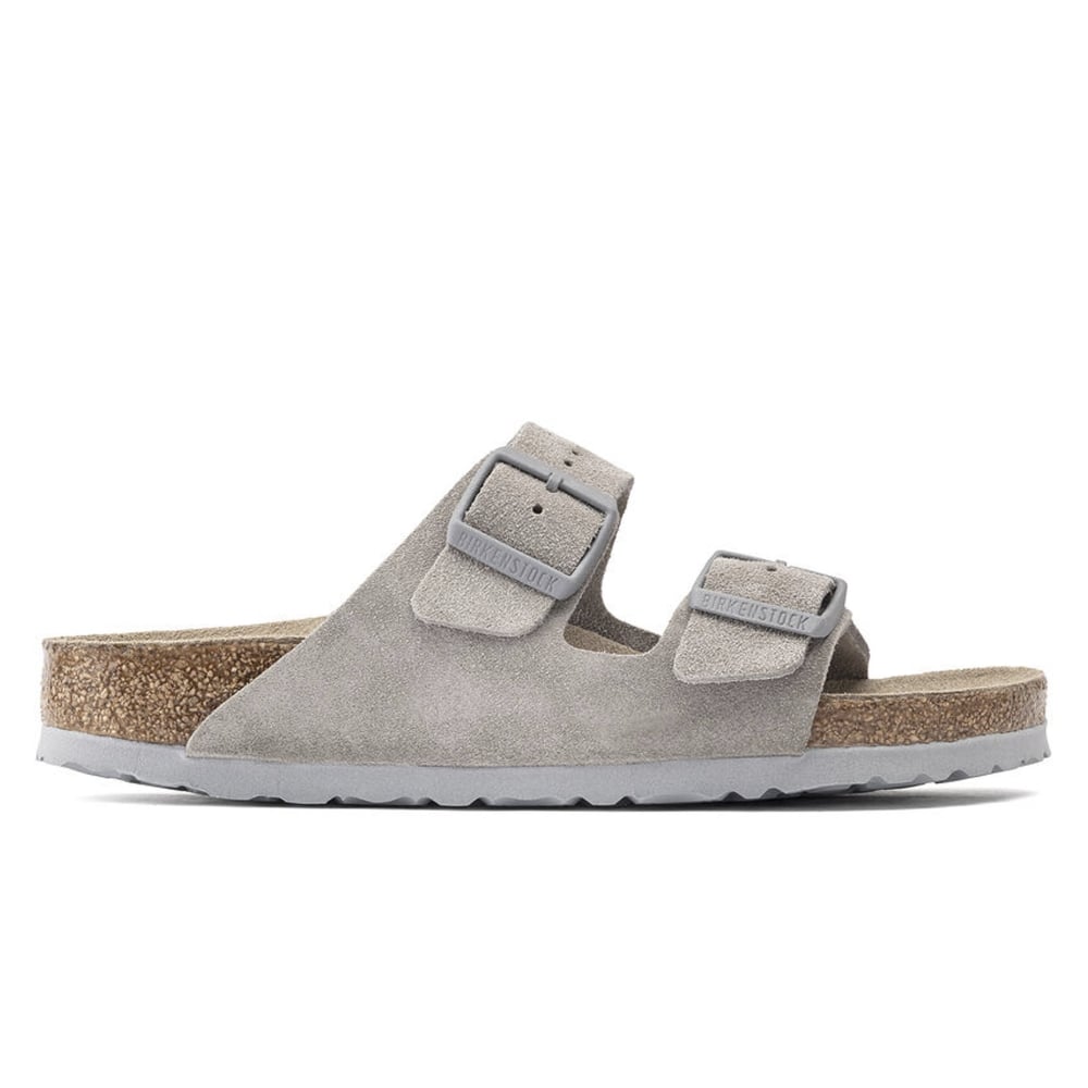Birkenstock Arizona Soft Footbed Suede Leather Narrow Fit (Stone Coin)