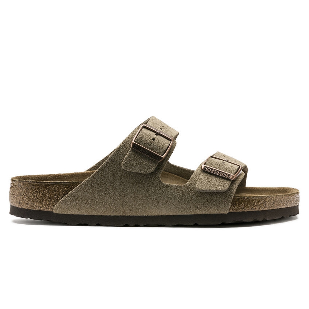 Birkenstock Arizona Soft Footbed Suede Leather Narrow Fit (Taupe)