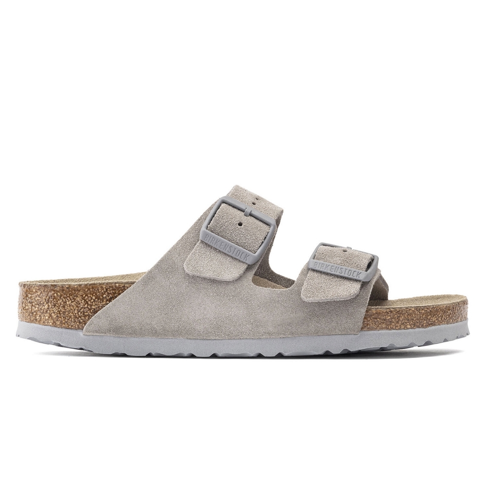 Birkenstock Arizona Soft Footbed Suede Leather Regular Fit (Stone Coin)